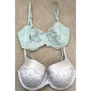 Lot of 2 Womens Body by Victorias Secret VS Push Up Bras Lace Dream Angels 34DDD
